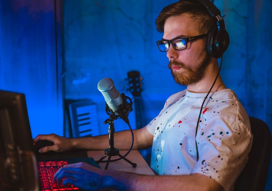 Laptop and microphone