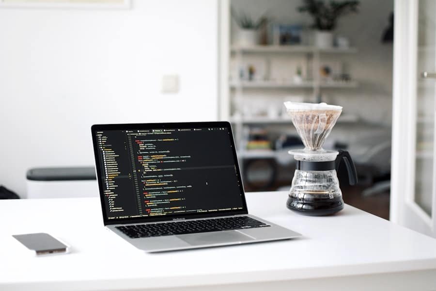 Laptop and coffee