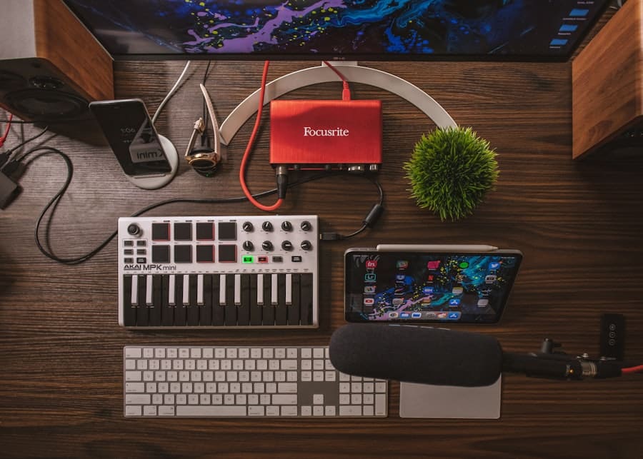Photo Laptop and microphone