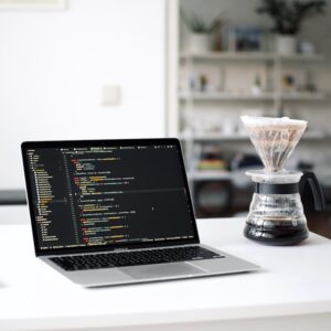 Photo Laptop and coffee